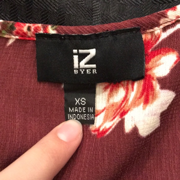 Red Floral Cold Shoulder Blouse - Picture 4 of 4